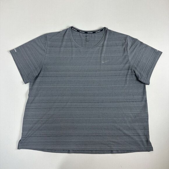 Nike Dri Fit Miller Short Sleeve CU5992-084‎ Running Mens 2XL Gray Active Train - Picture 1 of 8